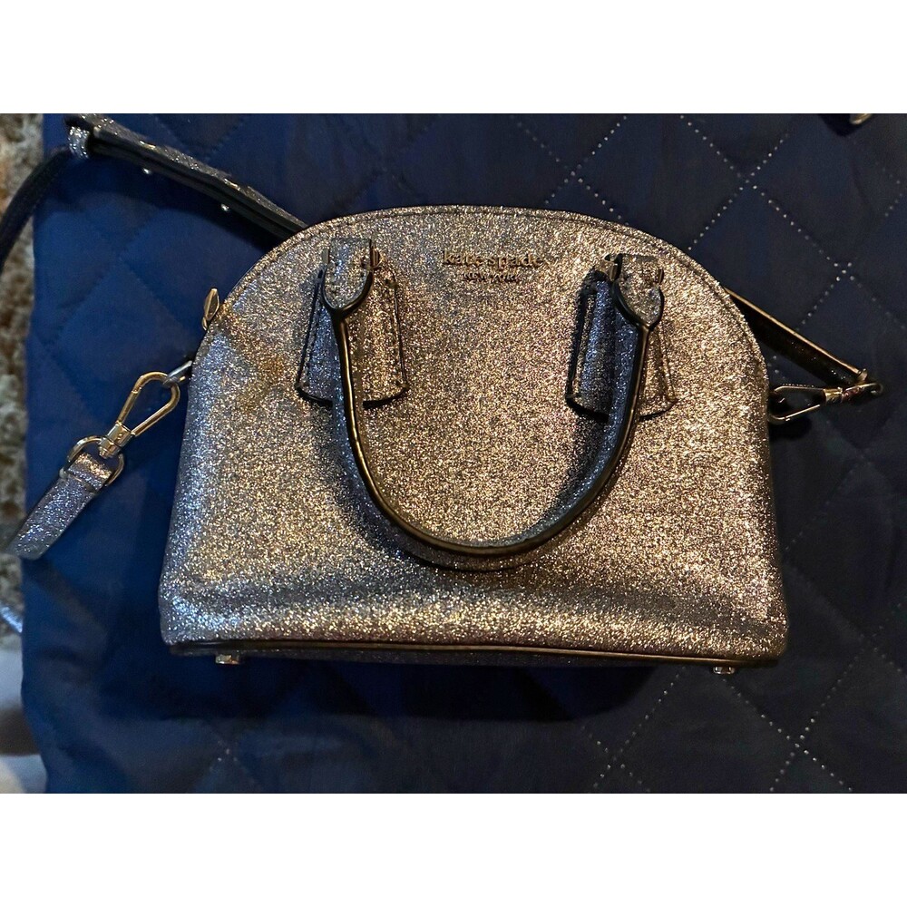 kate spade new york Silver Glitter Satchel Top Handle w/ Detachable Strap